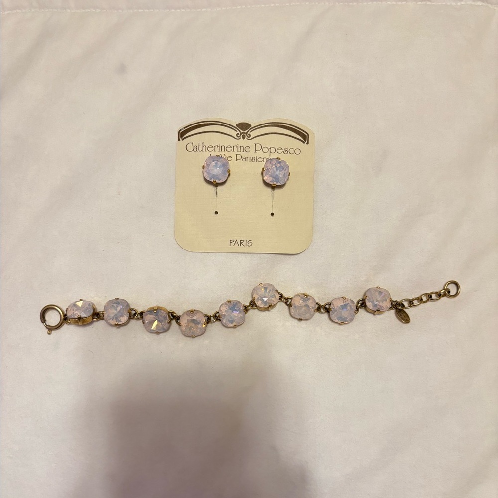 Cathrine Popesco Pink Earrings and Bracelet Set